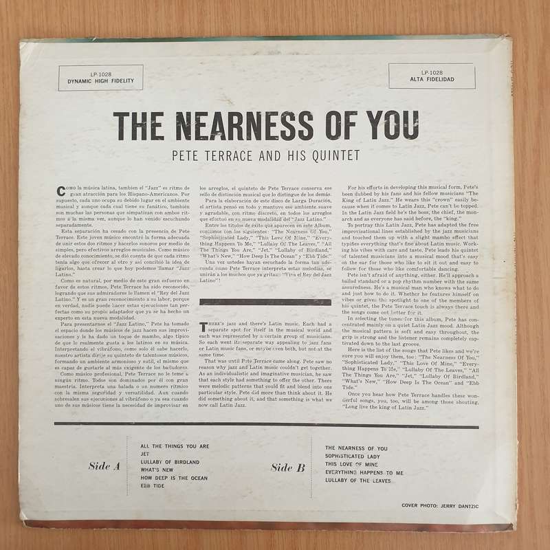 Pete Terrace And His Latin Jazz Quintet  The Nearness Of You - Mambo Jazz - Vinyl LP Record (VG+)