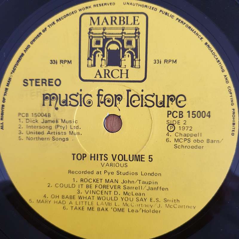 Top Hits No. 6  Vinyl LP Record (VG+)