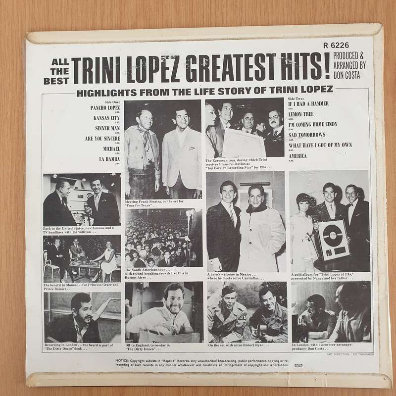 Trini Lopez - Greatest Hits - Vinyl LP Record (VG)