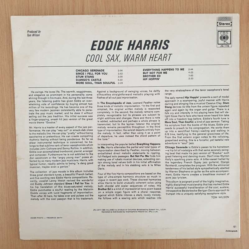 Eddie Harris - Cool Sax Warm Heart - Vinyl LP Record (VG-)