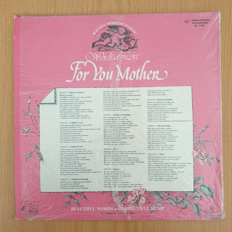 Beautiful Words Set to Music - For You Mother - Vinyl LP Record (VG+)