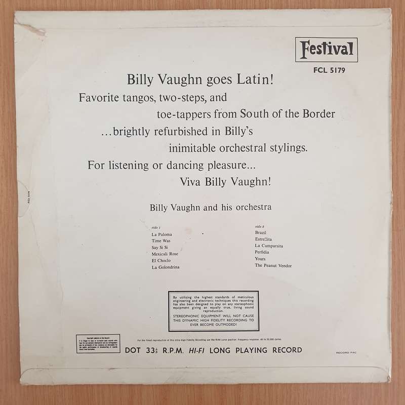 Billy Vaughn Goes Latin - Vinyl LP Record (VG+)