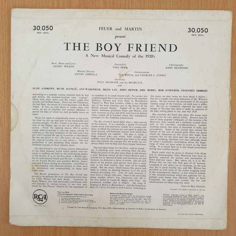 The Boy Friend - A New Musical Comedy Of The 1920's (An Original Cast Recording) -Sandy Wilson, J...