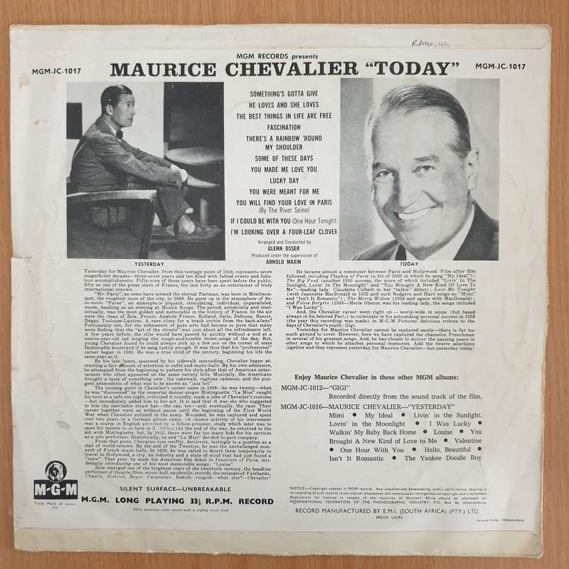 Maurice Chevalier  Today - Vinyl LP Record (VG+)