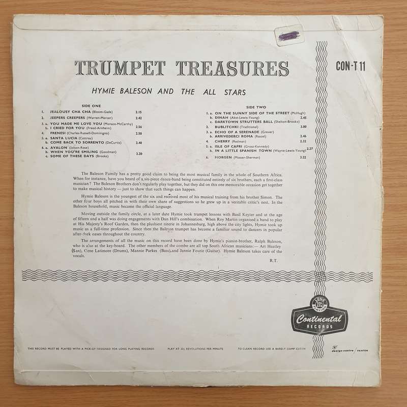 Hymie Baleson And The All Stars  Trumpet Treasures  - Vinyl LP Record (VG)