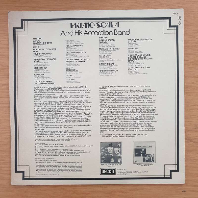 Primo Scala And His Accordion Band  Primo Scala And His Accordion Band - Vinyl LP Record (VG+)