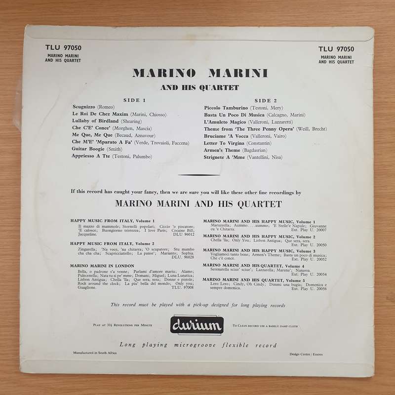 Marino Marini And His Quartet  The Sensations Of Europe - Vinyl LP Record (VG+)