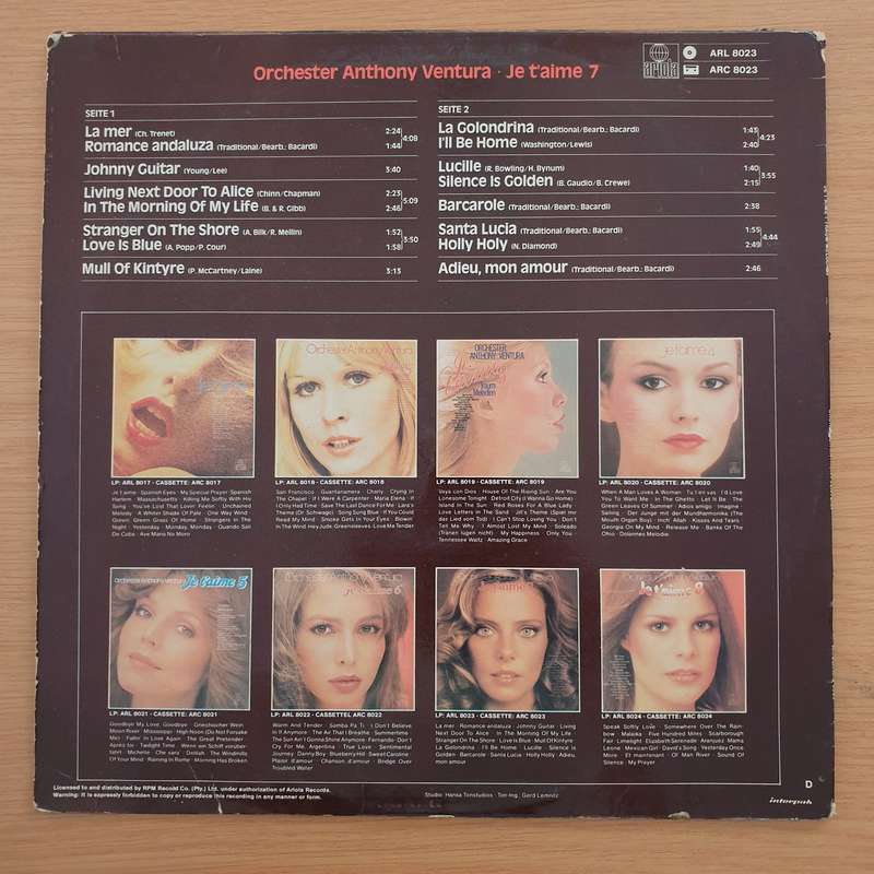 Orchester Anthony Ventura  Je T'aime 7 - Vinyl LP Record (VG+)