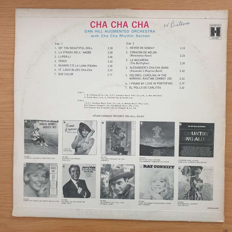 The Dan Hill Augmented Orchestra With Cha-Cha Rhythm Section  Cha Cha Cha  Vinyl LP Record ...