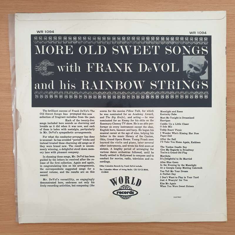 Frank DeVol And His Rainbow Strings  More Old Sweet Songs With Frank DeVol - Vinyl LP Record (...