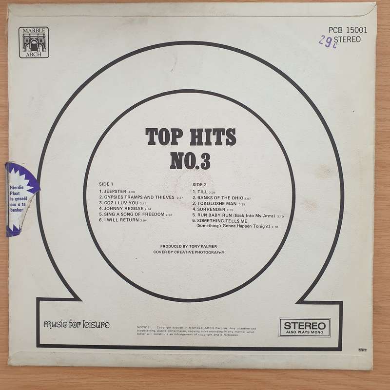 Top Hits No   Vinyl LP Record (VG+)