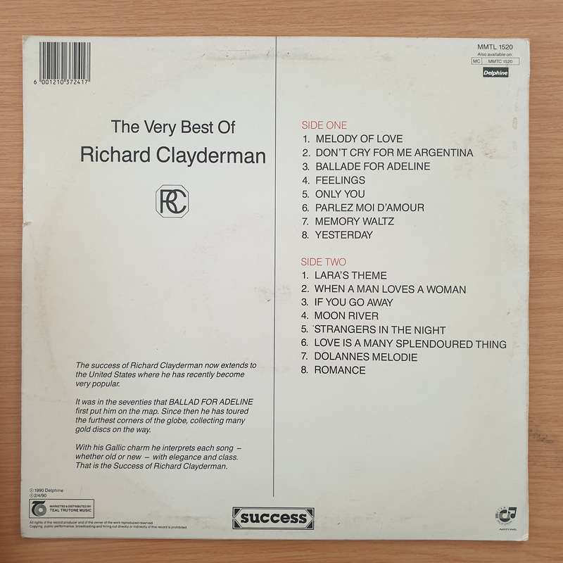 The Very Best of Richard Clayderman  - Vinyl LP Record (VG+)