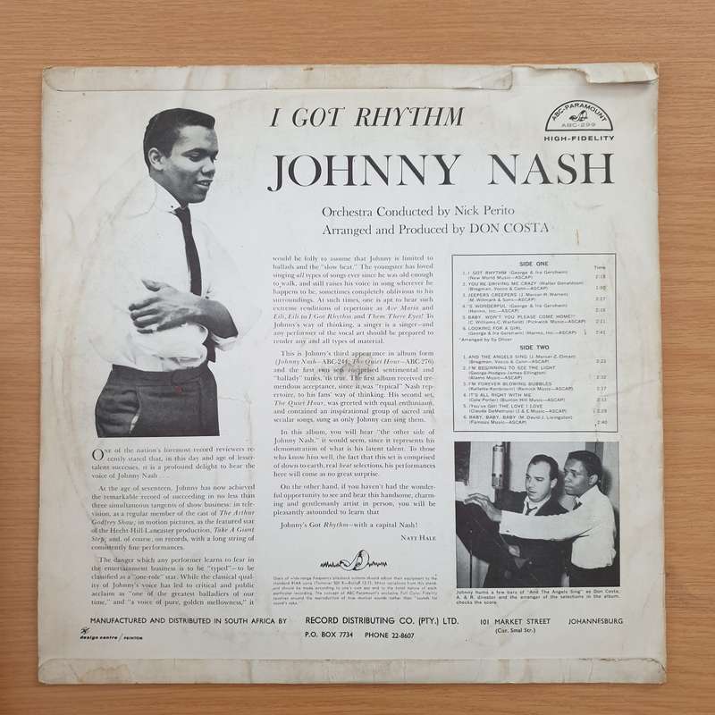 Johnny Nash  I Got Rhythm  Vinyl LP Record (VG+)
