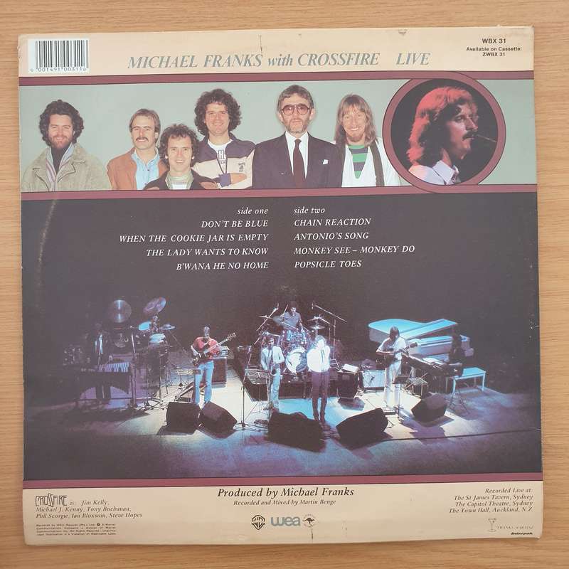 Michael Franks With Crossfire  Live  Vinyl LP Record (VG+)