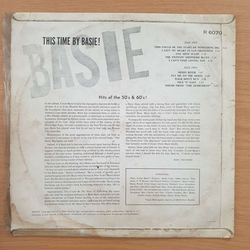 Count Basie  This Time By Basie! - Hits Of The 50's & 60's - Vinyl LP Record  (VG)
