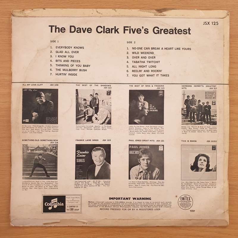 The Dave Clark Five  The Dave Clark Five's Greatest - Vinyl LP Record (VG)