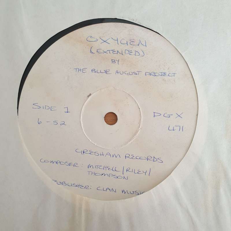 The Blue August Project  Oxygen -  (Dirty Dub Mix  & 7" version  & Extended) - Gresham Records...
