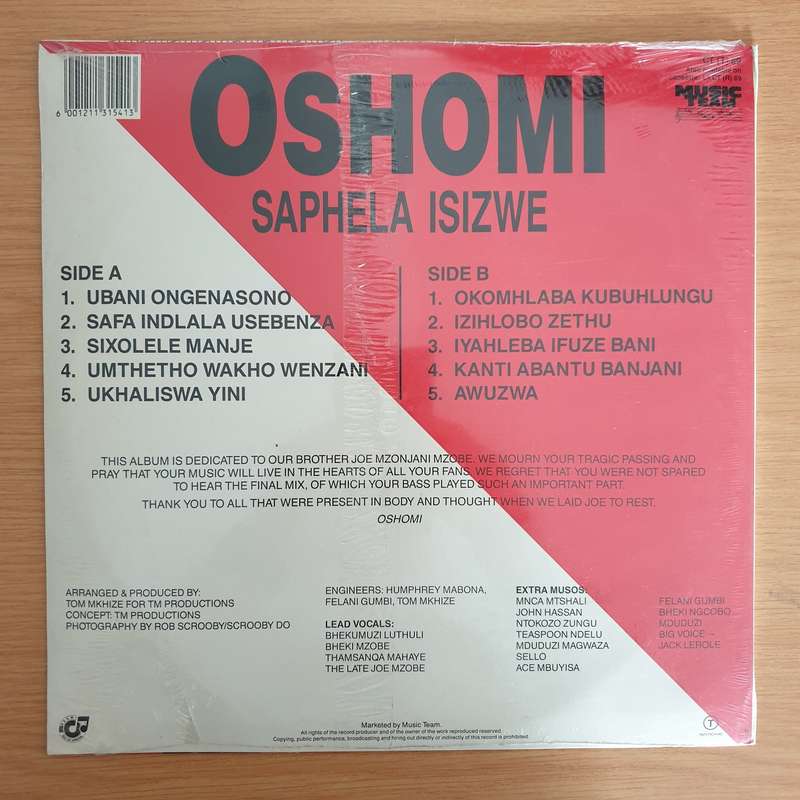 Oshomi  Saphela Isizwe -  Vinyl LP Record - Sealed (D)