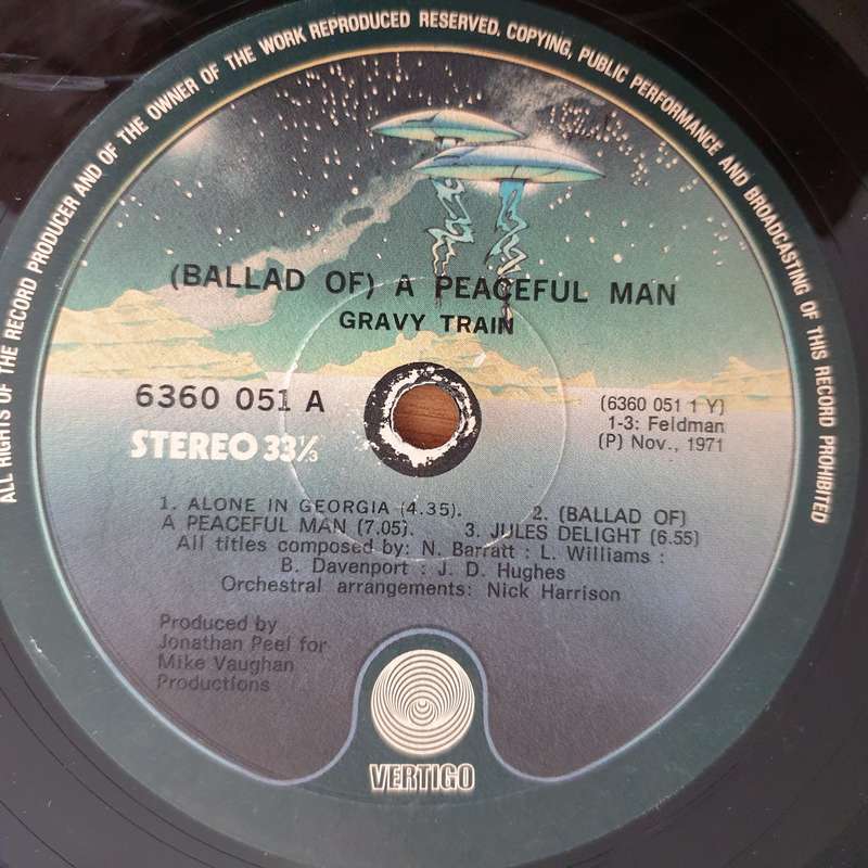 Gravy Train  (A Ballad Of) A Peaceful Man - Vinyl LP Record  (G+)