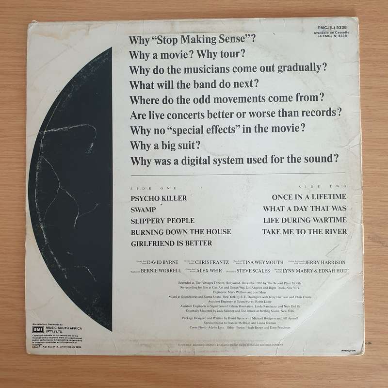 Talking Heads  Stop Making Sense - Vinyl LP Record (VG)