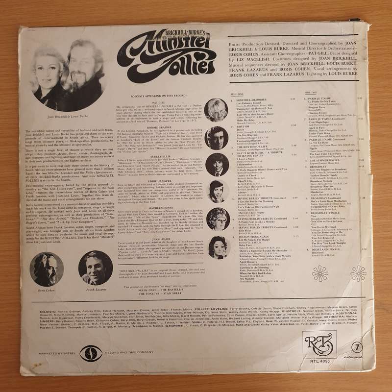 Brickhill-Burke's Minstrel Follies - Original Stage Cast Recording - South Africa - Vinyl LP Reco...