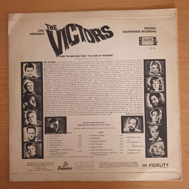 The Victors - Original Soundtrack Recording - Sol Kaplan  Vinyl LP Record (VG+)