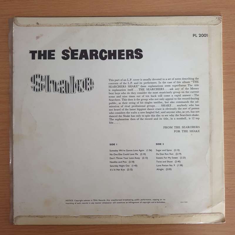 The Searchers  Shake - Vinyl LP Record (VG+)