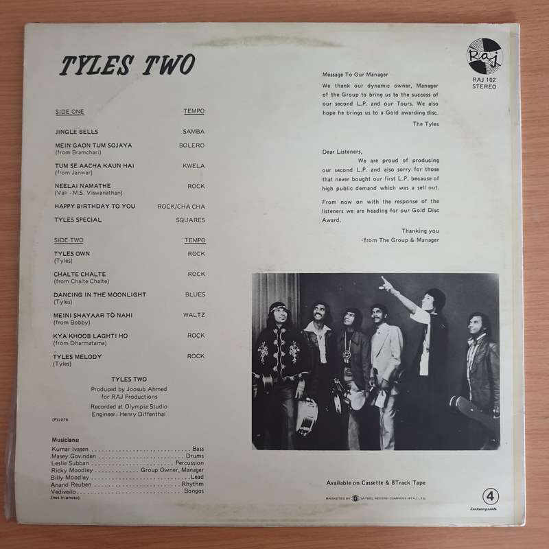 The Tyles  Tyles Two - Top Hindi Film Tunes -Perfect for Dancing - Vinyl LP Record (VG+)