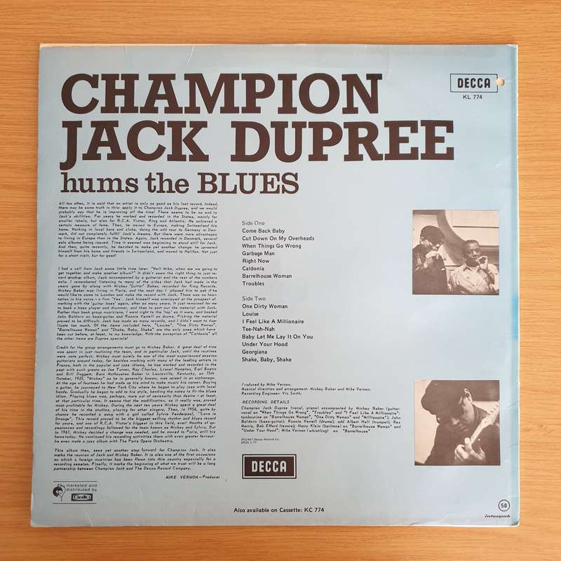 Champion Jack Dupree  Hums The Blues - Vinyl LP Record (VG+)