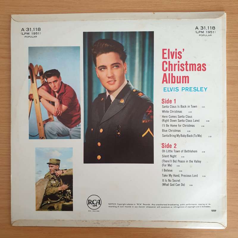 Elvis Presley  Elvis' Christmas Album - Vinyl LP Record (VG+)