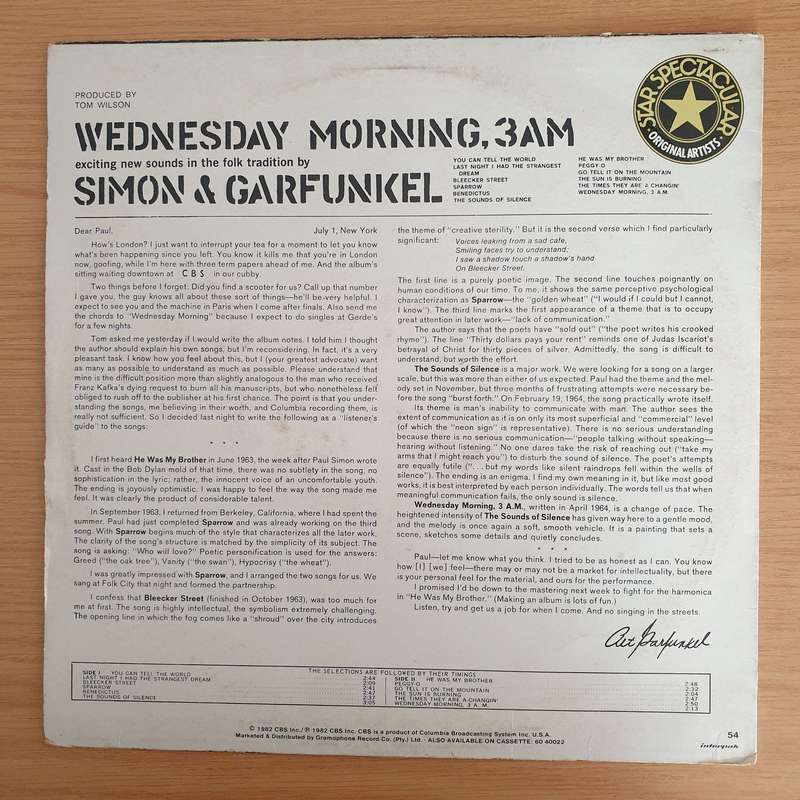 Simon & Garfunkel  Wednesday Morning, 3 A.M.  (Star) - Vinyl LP Record (VG+)