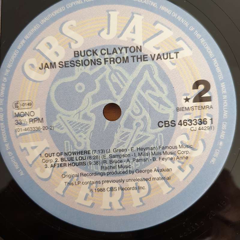 Buck Clayton  Jam Sessions From The Vault - CBS Jazz Masterpieces - Vinyl LP Record (VG+)
