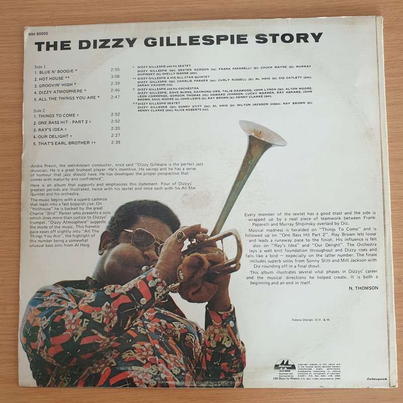 The Dizzie Gillespie Story (Mellomood) - Vinyl LP Record (VG+)