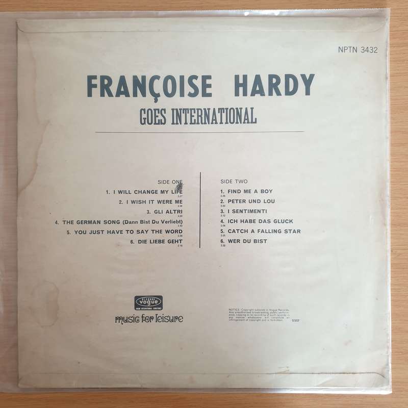 Francois Hardy Goes International  Vinyl LP Record  (VG-)