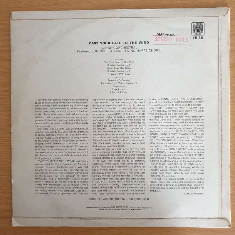 Sounds Orchestral - Cast Your Fate To The Wind (MAL) - Vinyl LP Record  (VG+)