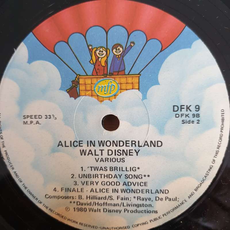 Walt Disney  Story And Songs And Music from Alice in Wonderland - Vinyl LP Record (VG+)