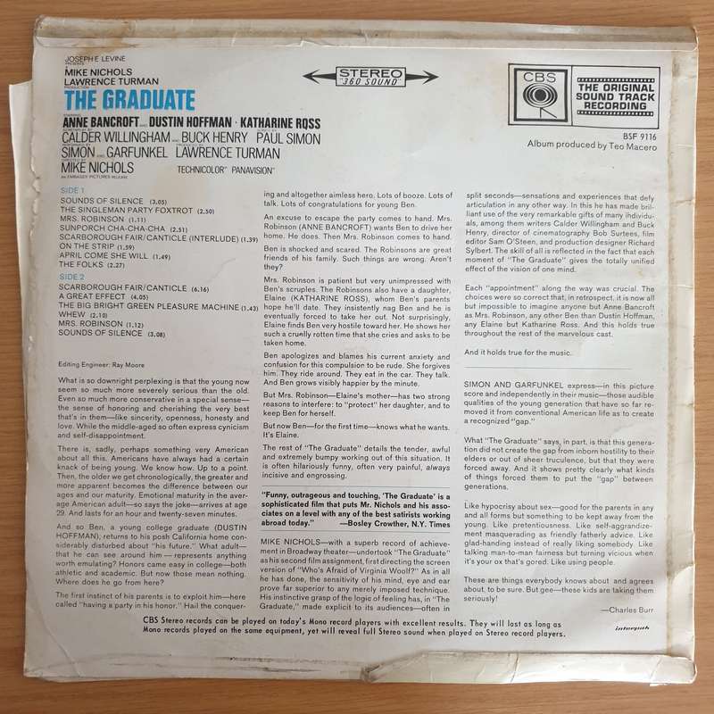 The Graduate (Original Soundtrack Recording)  - Paul Simon , Simon & Garfunkel, Dave Grusin Vinyl...