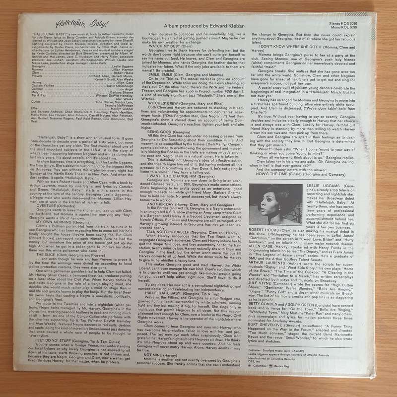 Hallelujah, Baby! - Original Broadway Cast - Leslie Uggams, Robert Hooks, Allen Case  Vinyl LP...