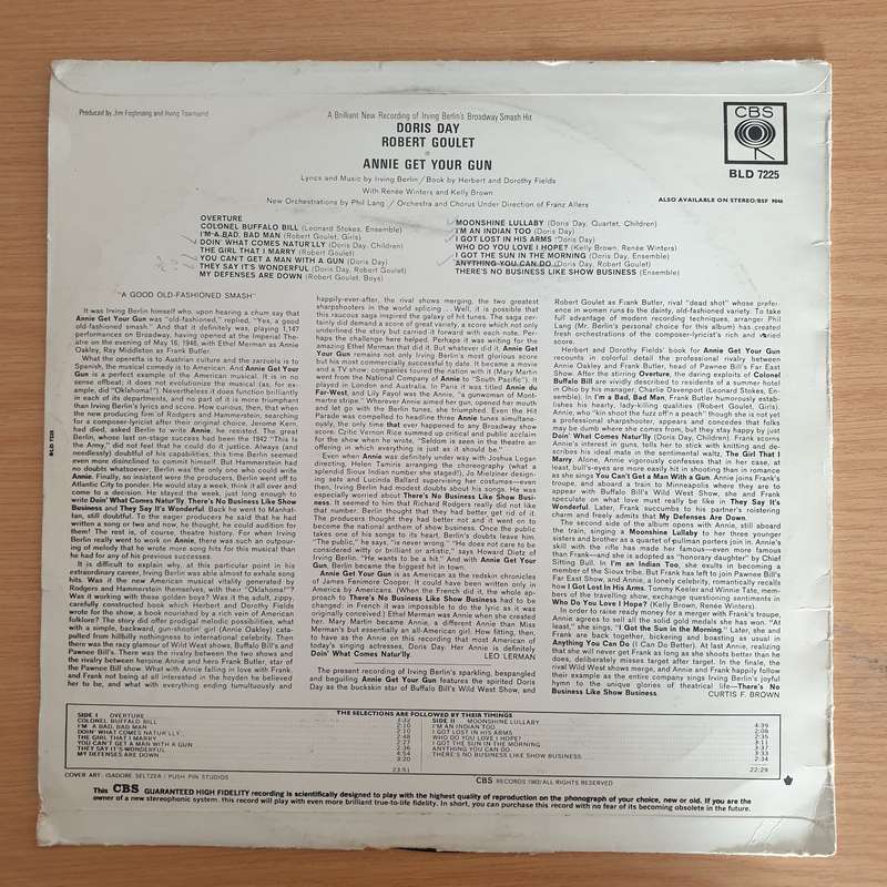 Annie Get Your Gun  - Doris Day, Robert Goulet  Vinyl LP Record  (VG-)