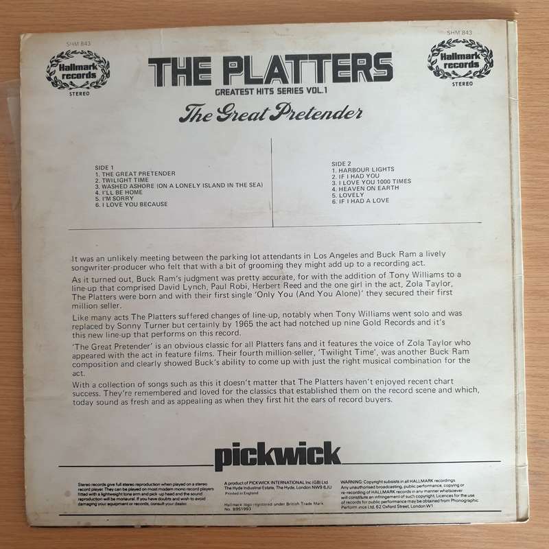 The Platters  The Great Pretender  Vinyl LP Record  (G+)