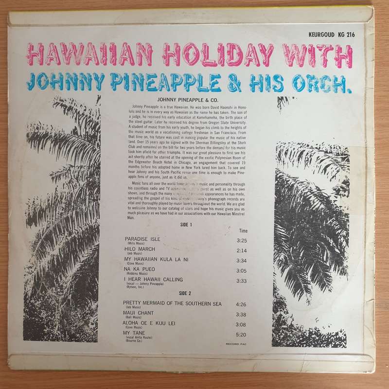 Johnny Pineapple & His Orch.  Hawaiian Holiday With Johnny Pineapple & His Orch.  Vinyl LP ...
