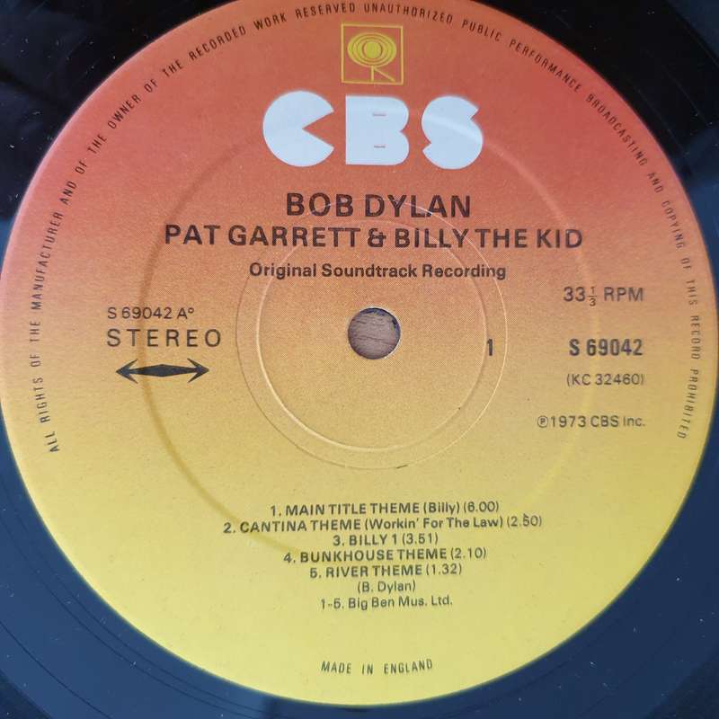 Bob Dylan  Pat Garrett & Billy The Kid (England)  Vinyl LP Record (VG)