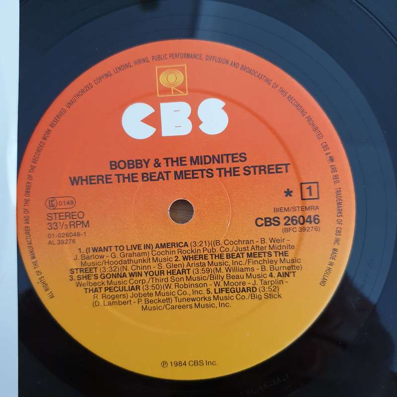 Bobby And The Midnites  Where The Beat Meets The Street   Vinyl LP Record (VG+)