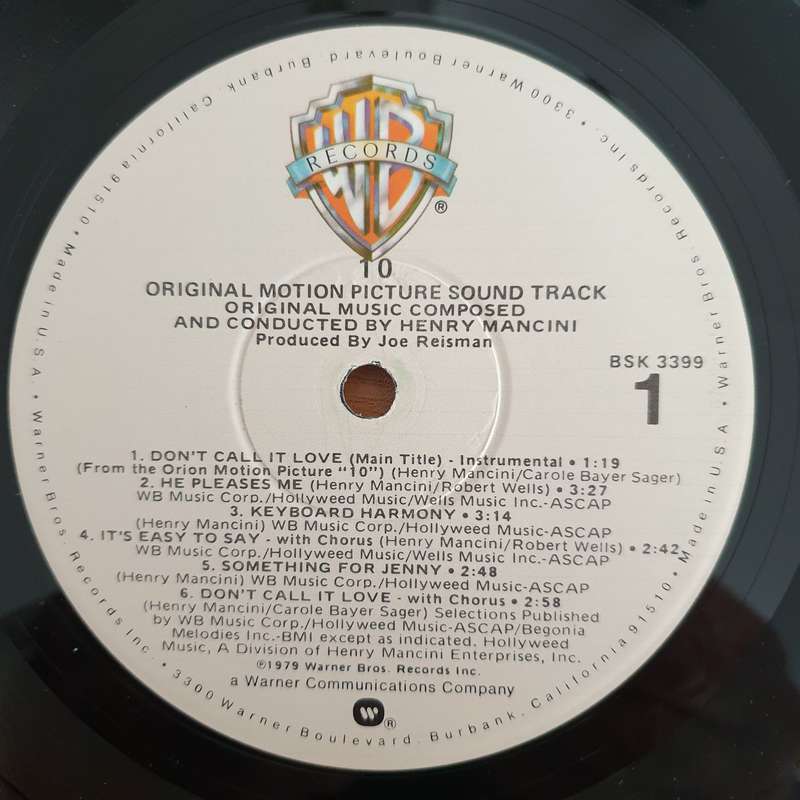 "10" - Original Motion Picture Sound Track  Henry Mancini   Vinyl LP Record (VG+)