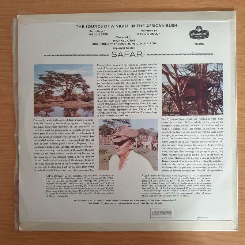 David Dunlop  Safari (Volume 1) (Kenya) -  Vinyl LP Record (VG+)