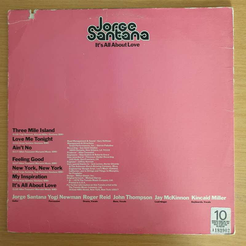 Jorge Santana  It's All About Love -  Vinyl LP Record (VG+)