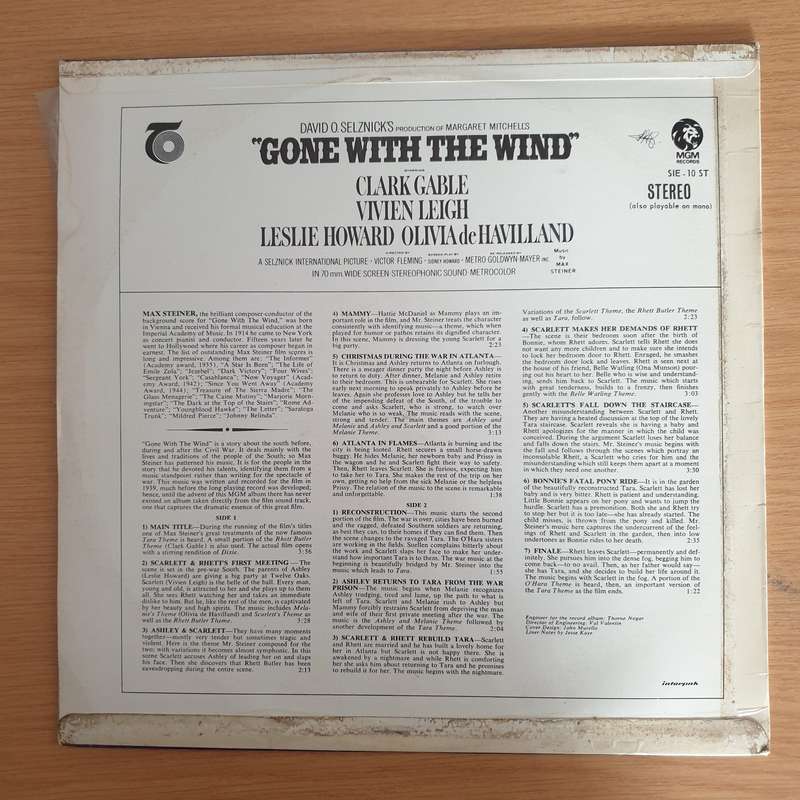 Gone With The Wind -  - Original Soundtrack Score - Max Steiner - Vinyl LP Record (VG+)