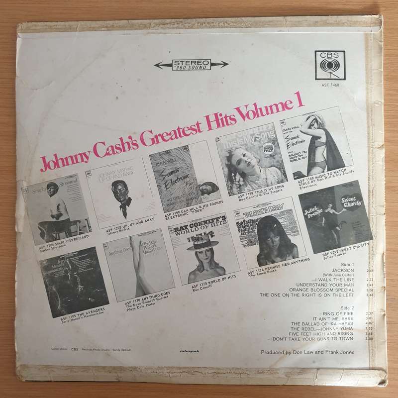 Johnny Cash  Greatest Hits Volume 1 - Vinyl LP Record  (VG-)