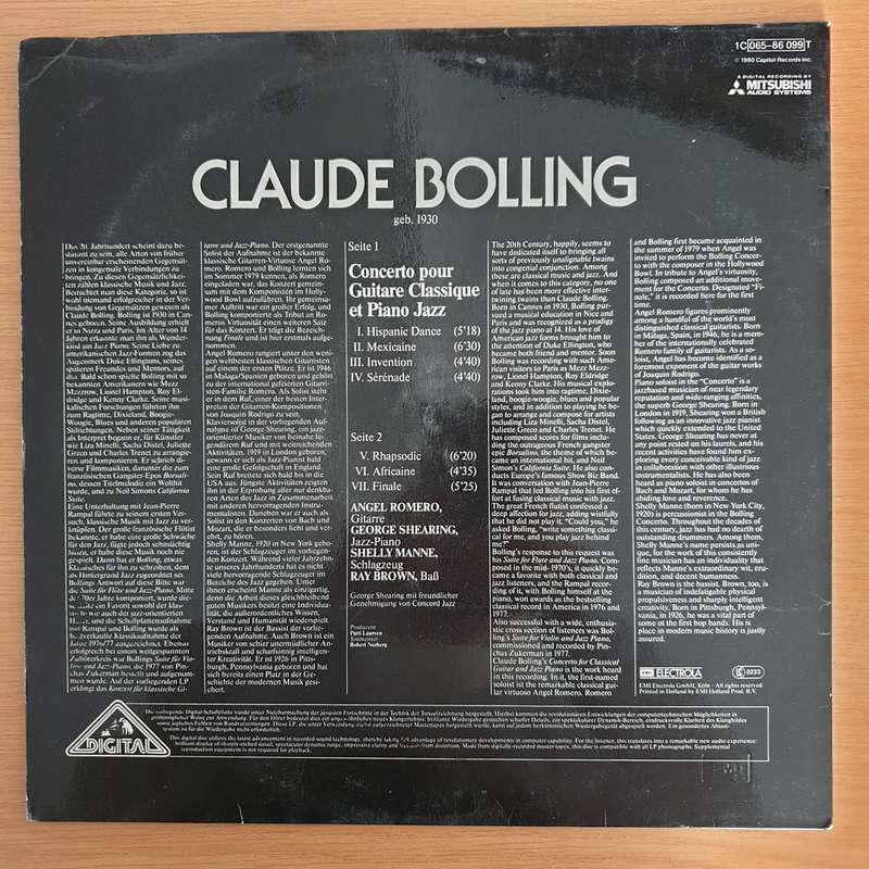 Claude Bolling: Concerto Pour Guitare Classique Et Piano Jazz - Angel Romero & George Shearing ...