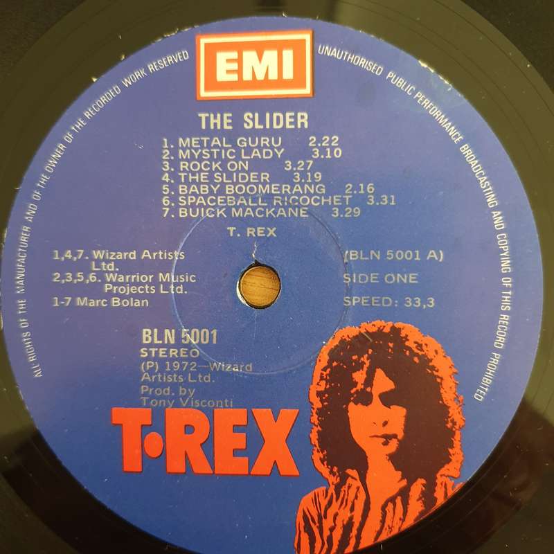T. Rex  The Slider - Vinyl LP Record  (VG-)